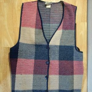 Vintage Classic Elements Plaid Squares Vest